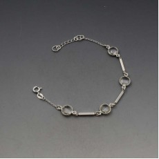 Clear Quartz and Sterling Silver Bezel Bracelet