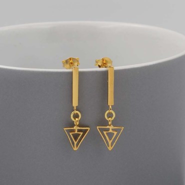 Gold Vermeil Triangle Short Chain Drop Earrings