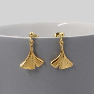 Gold Art Deco Fan Earrings