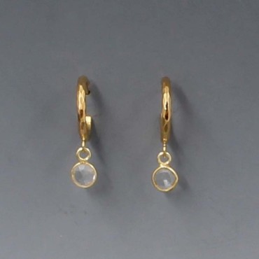 Gold Hoop Clear Quartz Earrings
