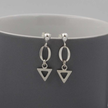 Simple Silver Oval Geo Earrings