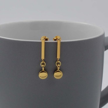 Gold Vermeil  Bar and Disc Drop Earrings