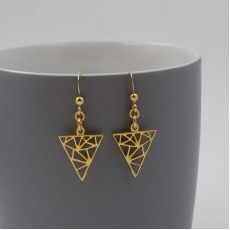 Gold Triangle Art Deco Style Earrings