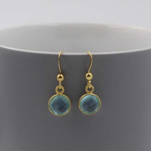  Aquamarine Quartz and Gold Earrings