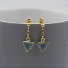 Aquamarine Quartz and Gold Drop Earrings