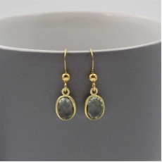 Green Amethyst & Gold  Drop Earrings