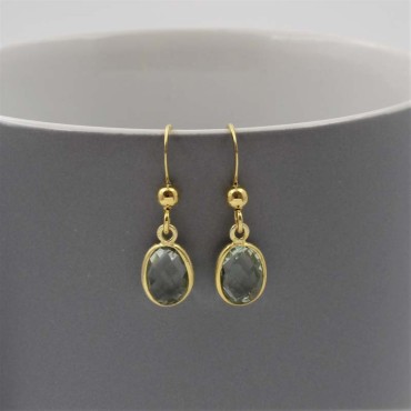 Green Amethyst & Gold  Drop Earrings