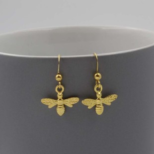 Delicate Gold Vermeil Bumblebee Drop Earrings