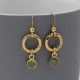  Gold Circle Earrings with Peridot Drops