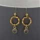 Gold Circle Drop Earrings with Clear Quartz