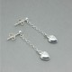 Sterling Silver Delicate Heart Chain Drop Earrings