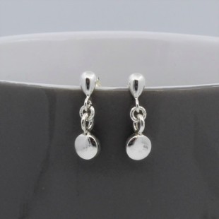 Small Solid Silver Disc Drop Earrings