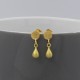 Gold Disc and Tear Drop Earrings 