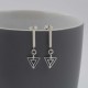 Art Deco Silver Triangle Short Chain Drop Earrings