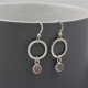 Silver Open Circle Earrings with Rose Quartz Drops