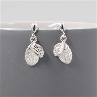 Silver Leaf Duo Drop Earrings