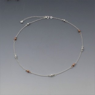  Rose Gold and Sterling Silver Bead Necklace