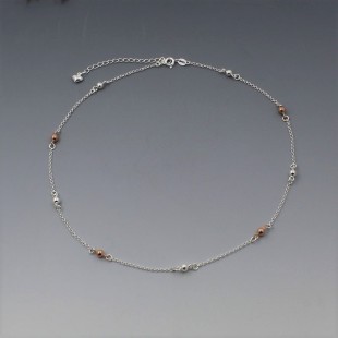 Simple Sterling Silver and Rose Gold Bead Necklace