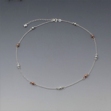 Simple Sterling Silver and Rose Gold Bead Necklace