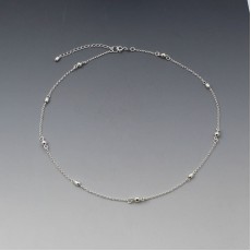  Sterling Silver Small Beads Station Necklace