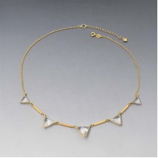 Art Deco Clear Quartz Necklace Gold 