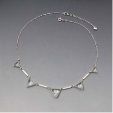 Art Deco Clear Quartz and Silver Triangle Necklace