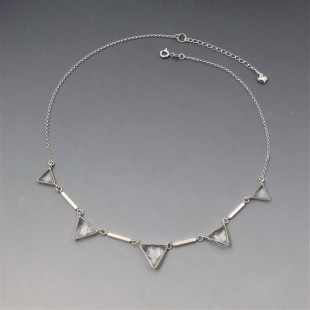 Art Deco Clear Quartz and Silver Triangle Necklace