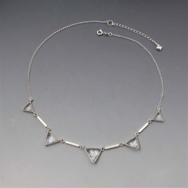 Art Deco Clear Quartz Silver Necklace