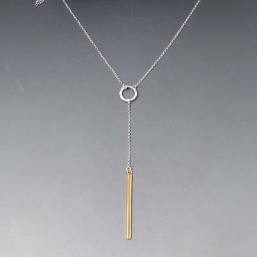 Silver and Gold Bar Lariat Necklace