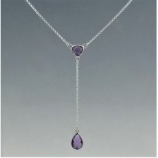 Amethyst Duo Sterling Silver Lariat Necklace