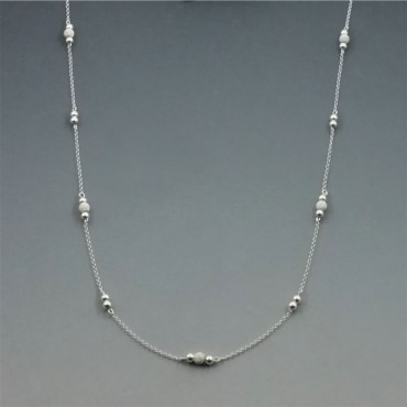 Long Sterling Silver Station Necklace