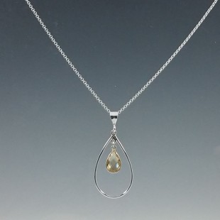 Citrine and Sterling Silver Surround Necklace