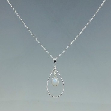 Moonstone and Sterling Silver Surround Necklace