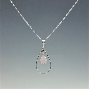 Rose Quartz  and Sterling Silver Surround Necklace