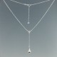 Sterling Silver Teardrop and Clear Crystal Lariat Necklace
