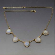 Moonstone Necklace in Gold Vermeil