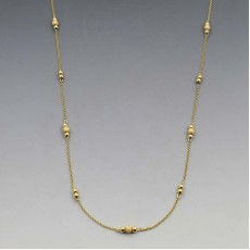 Long Gold Beads Station Necklace