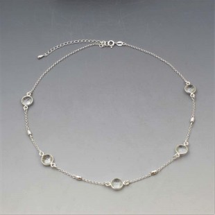 Silver Station Necklace with Crystal Quartz