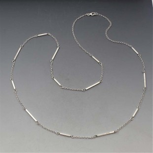 Long Silver Bar Necklace