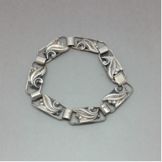 C A Christensen Denmark Silver Flower Bracelet