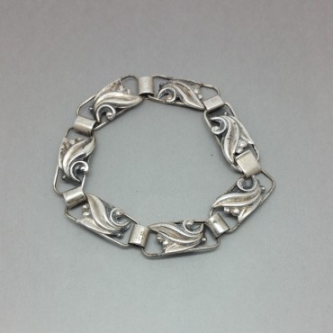 C A Christensen Denmark Silver Flower Bracelet