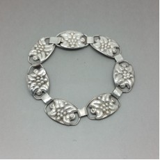 S Christian Fogh Denmark Silver Leaves and Berries Bracelet