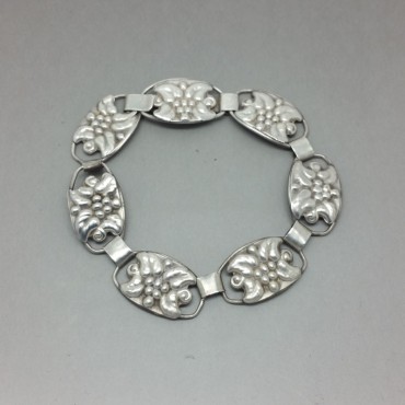 S Christian Fogh Denmark Silver Leaves and Berries Bracelet