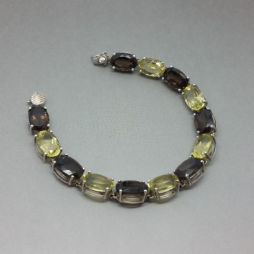 Citrine and Smokey Topaz Sterling Silver Bracelet