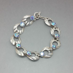  Hermann Siersbol1950's Blue Crystal  Silver Bracelet