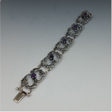 Amethyst and 835 Silver Floral Bracelet
