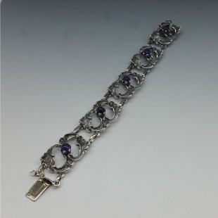 Amethyst and 835 Silver Floral Bracelet