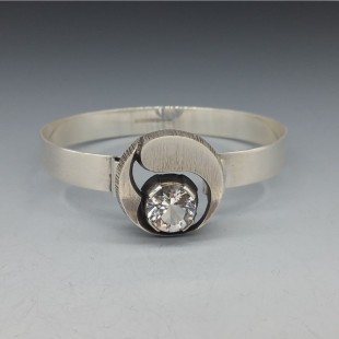 Sten and Laine, Finland,  Silver  Bracelet with Large Rock Crystal