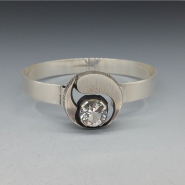 Sten and Laine, Finland,  Silver  Bracelet with Large Rock Crystal