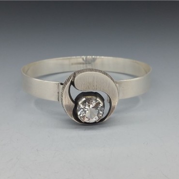 Sten and Laine, Finland,  Silver  Bracelet with Large Rock Crystal